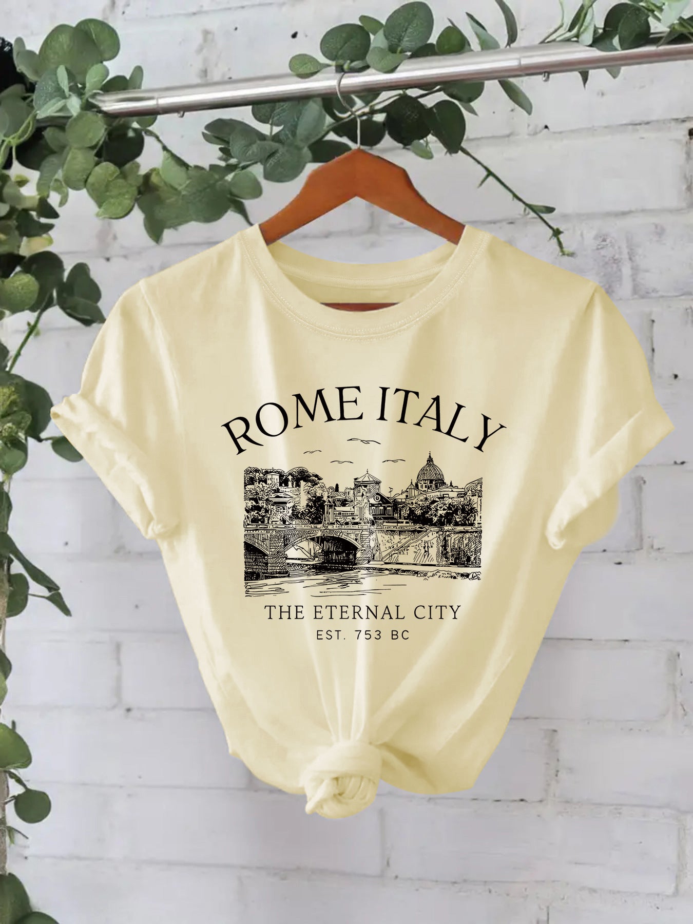 Trendy Stijlvolle Streetwear Effen Kleur Casual Ronde Hals T-shirt met Letterprint en Korte Mouwen voor Dames/Meiden & Plus-Size