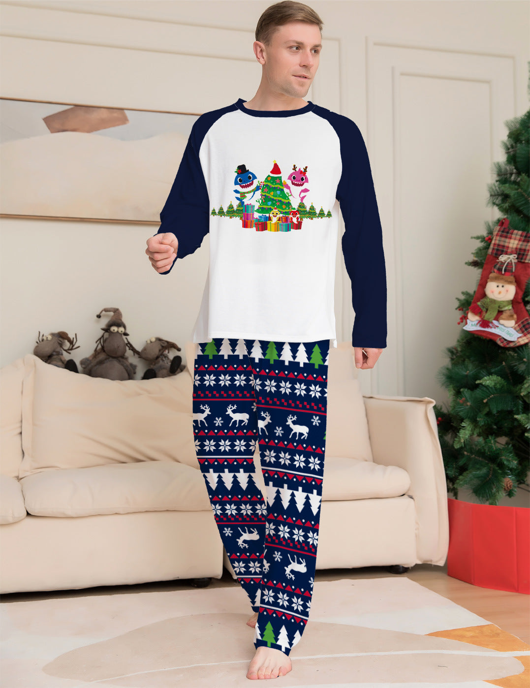Kerstmis Familie Matching Kerstpyjama Sets met Kerstmisprint  voor Gezin & Koppels