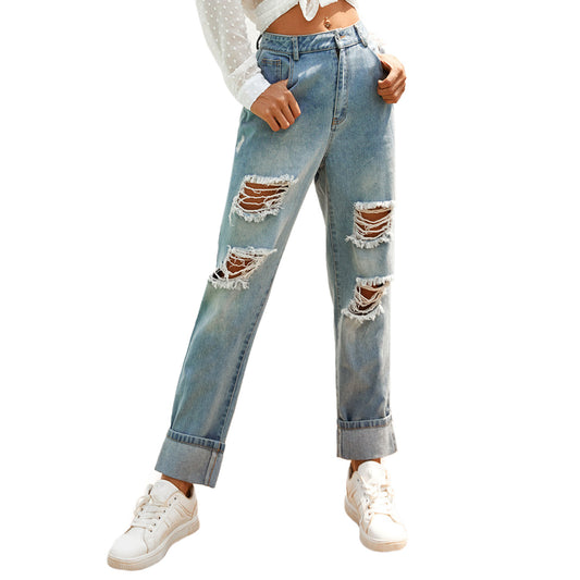 High Waist Ripped Jeans voor Dames & Meisjes