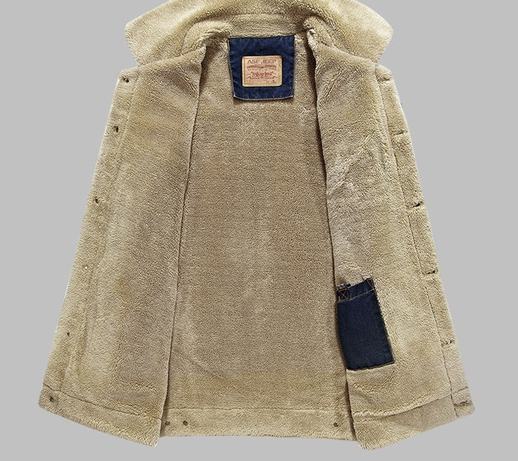 Winter Fashion Casual Spijkerjacket met Warme Fleece voor Heren