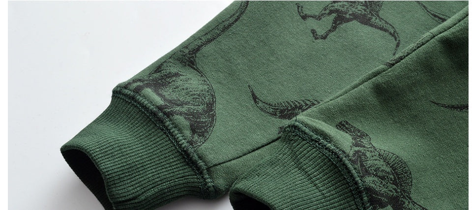 Casual Schattige Katoenen Joggingbroek met Bedrukte All-Over Dinosaurusprint en Trekkoord voor Kinderen
