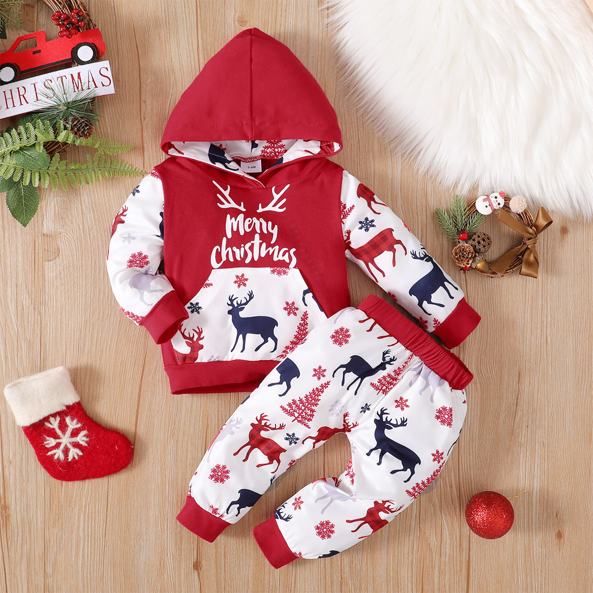 Kerst Outfit voor Baby's/Peuters Hoodie met kerstprint & Broek
