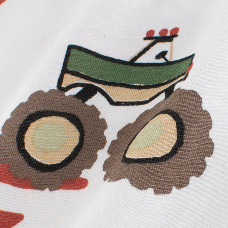 Trendy Casual Effen Kleur T-shirt met Bedrukte Cartoonprint en Korte Mouwen voor Kinderen