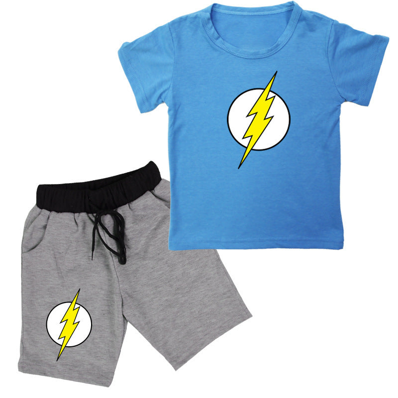 Tweedelige Set Flash Print T-shirt met Korte Mouwen &  Flash Print Shorts voor Kinderen
