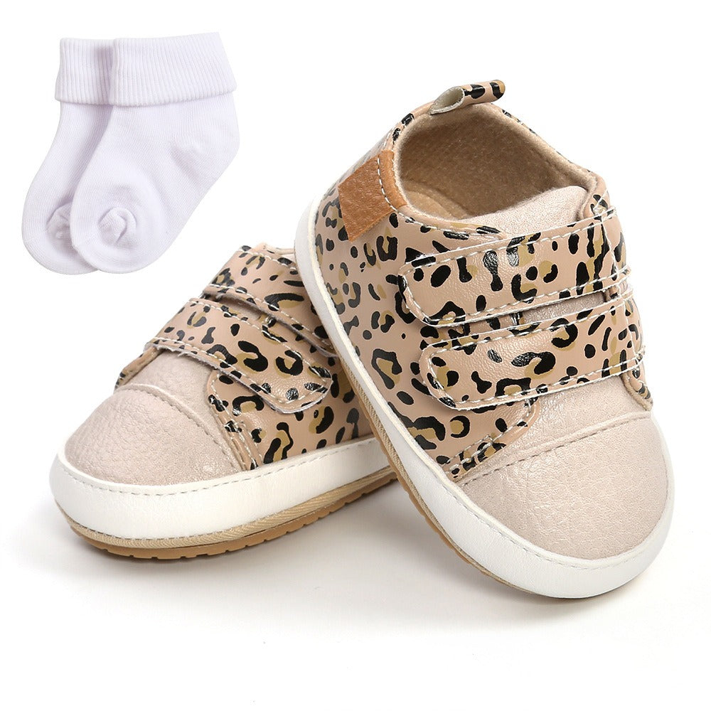 Eenvoudige Casual Effen Kleur Comfortabele Sneakers van PU-Leer met Klittenbandsluiting en Ronde Neus voor Kinderen