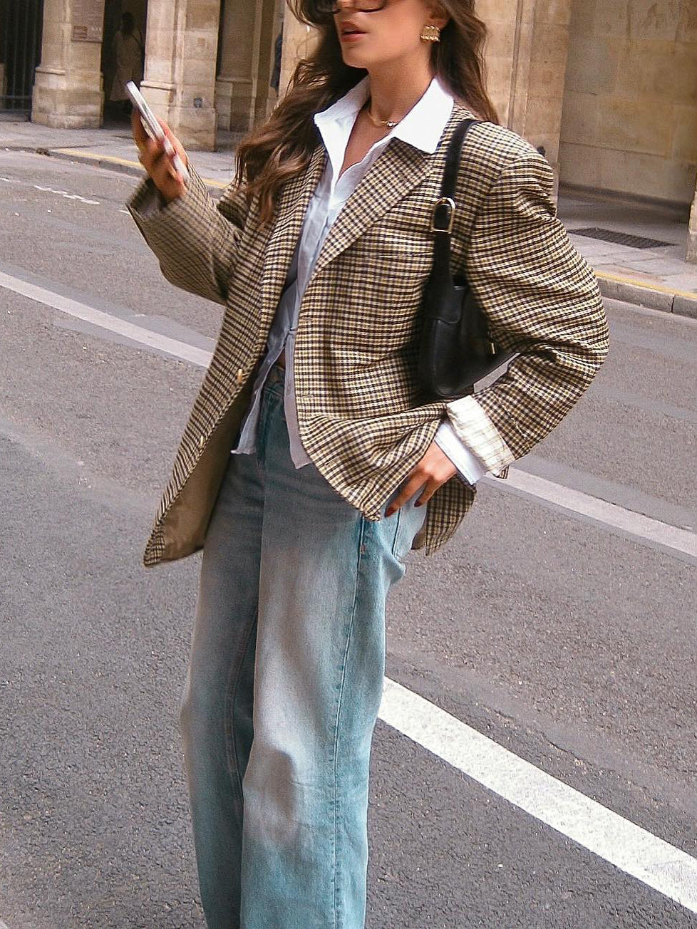 Elegante Geruite Blazer voor Dames