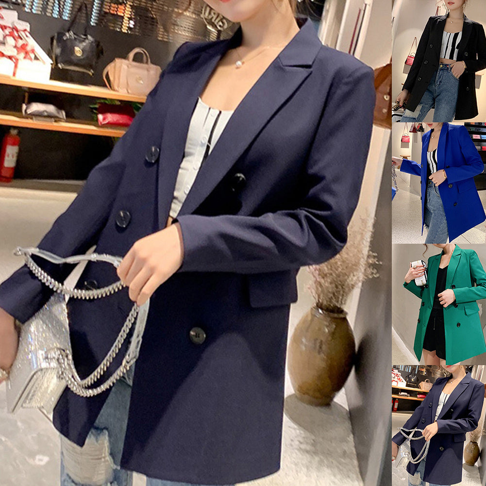 Elegant Slim-Fit Middellange Blazer met Knoopsluiting voor Dames & Plus-size