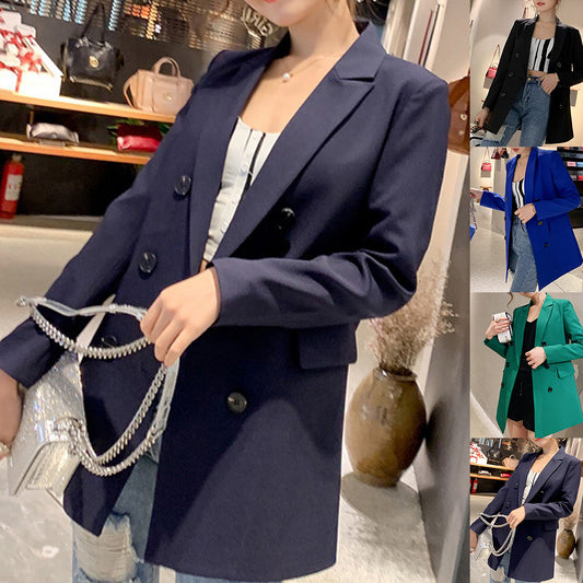 Elegant Slim-Fit Middellange Blazer met Knoopsluiting voor Dames & Plus-size