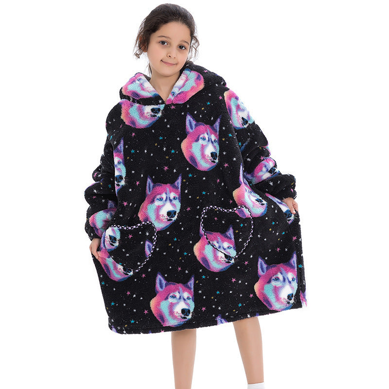 Oversized Flanellen Thermische Pyjama Sweatshirt met Print voor Kinderen / Tieners