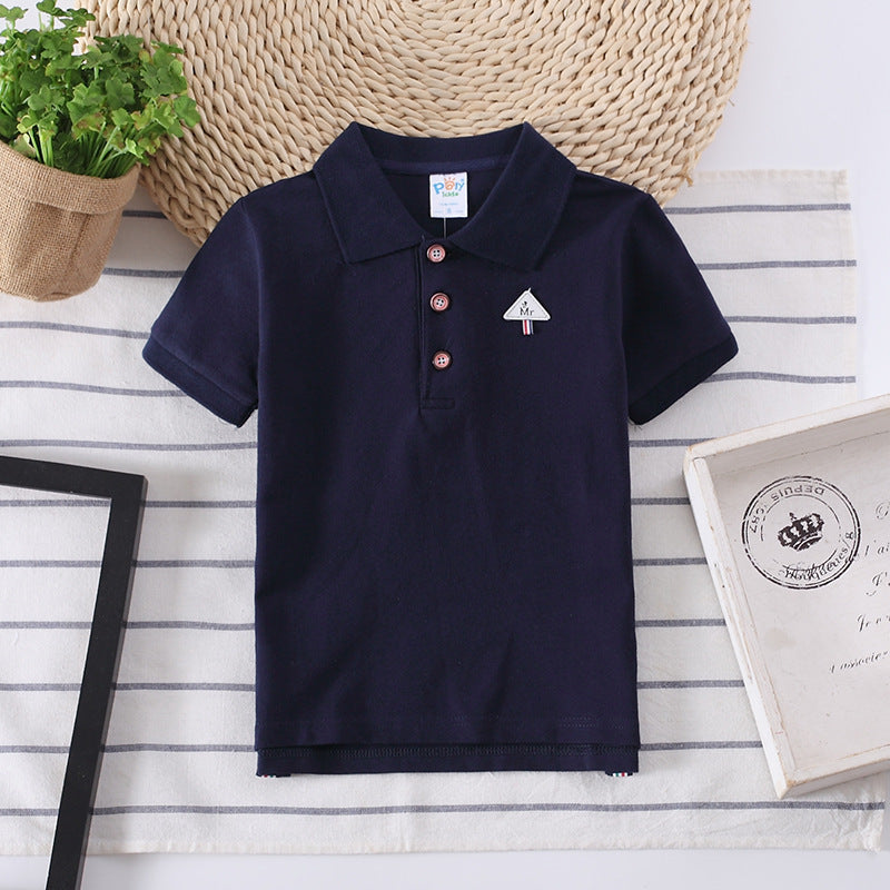 Europese Designer Ontwerp Modieze Casual Effen Kleur Poloshirt met Geborduurde Embleem en Korte Mouwen voor Kids & Teenager