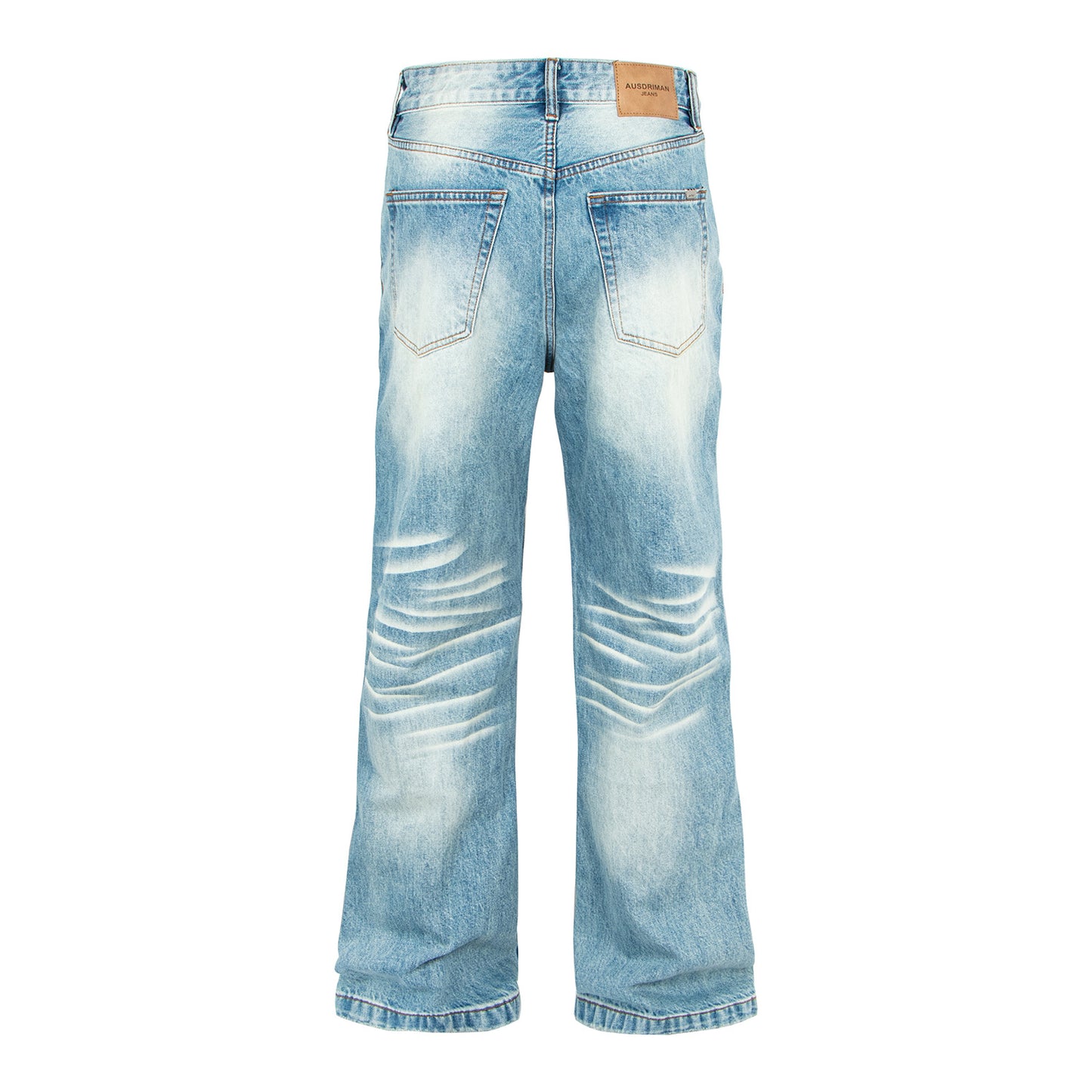 Trendy Klassieke Effen Kleur Casual Vintage Washed Losse Demin Jeans met Wijde Pijpen en Uitlopenende Zoom voor Unisex