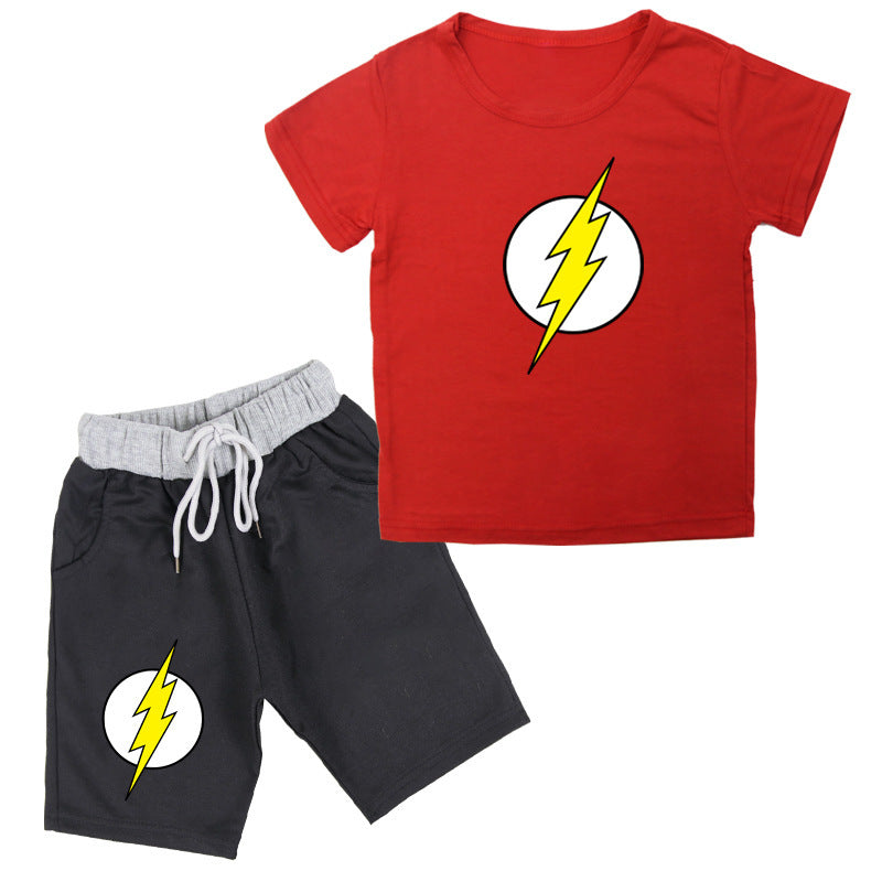 Tweedelige Set Flash Print T-shirt met Korte Mouwen &  Flash Print Shorts voor Kinderen