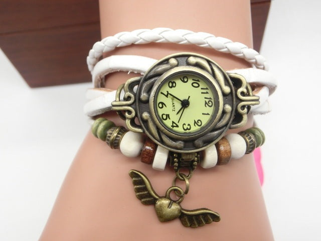 Vintage casual vliegend hart hanger armband riem horloge