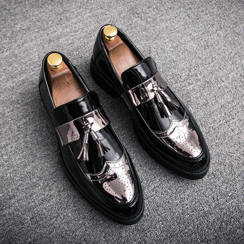 Britse Stijl Klassieke Effen Kleur Casual/Business Instap Lakschoenen van Echt Leer met Voetbeschermers en