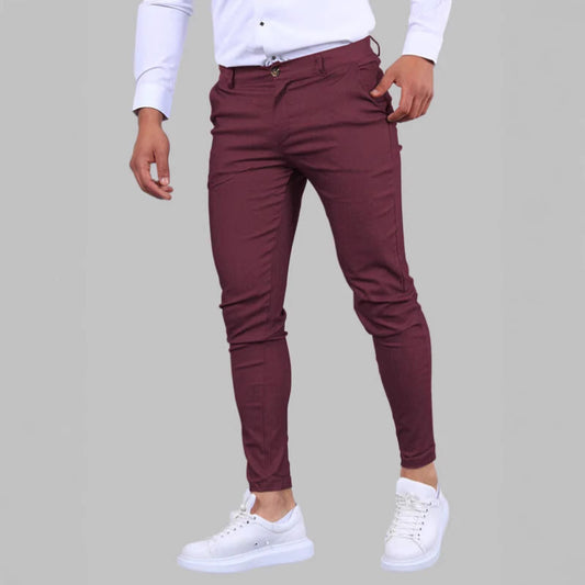 Trendy Casual Business Effen Kleur Slim Fit Stretch Chinobroek van Twill Katoen met Knoop Ritssluiting en Zakken voor Heren & Jongens