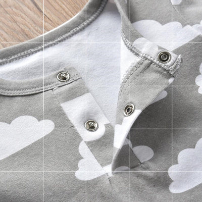 Casual Pyjama Jumpsuit met Wolkenprint en Lange Mouwen voor Baby's
