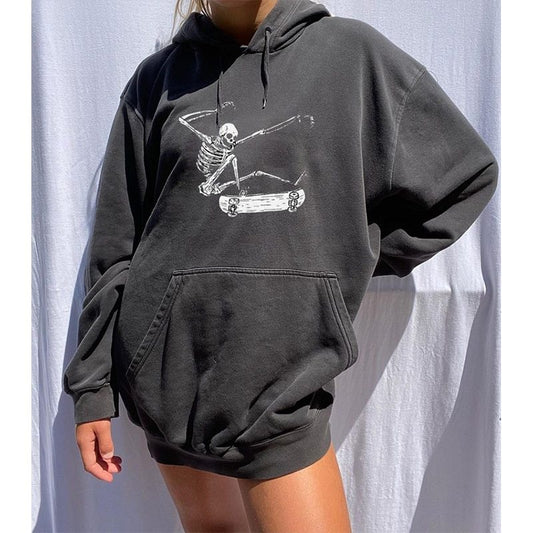 Casual hoodie met schedelprint