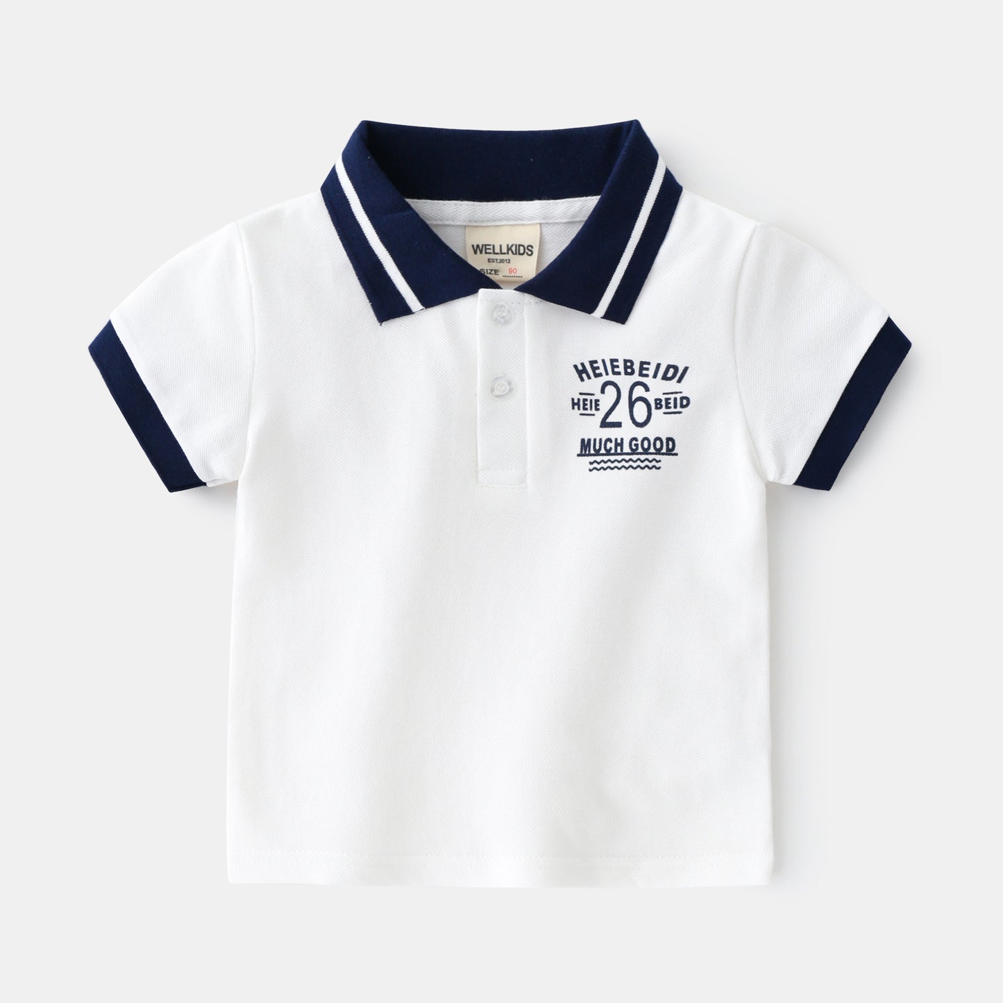 Streetwear Trendy Casual Revers Poloshirt met Bedrukte Letterprint en korte Mouwen Kinderen