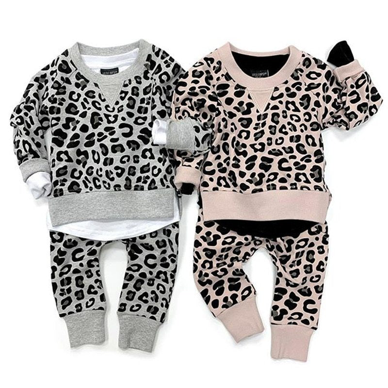 Meisjes Tweedelig Kinderset Luipaard Print Tops & Luipaard Print Broeken