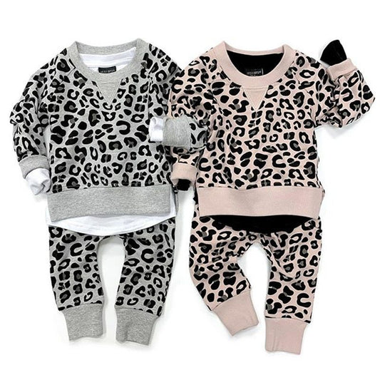 Meisjes Tweedelig Kinderset Luipaard Print Tops & Luipaard Print Broeken