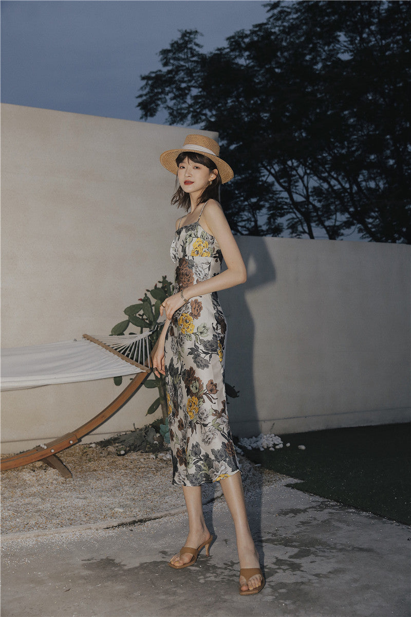 Hepburn Style Elegante Slanke Avondjurk met Bloemenprint voor Dames & Meiden