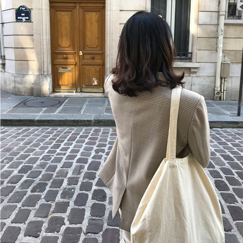 Casual Retro Geruite Blazer voor Dames & Plus-size