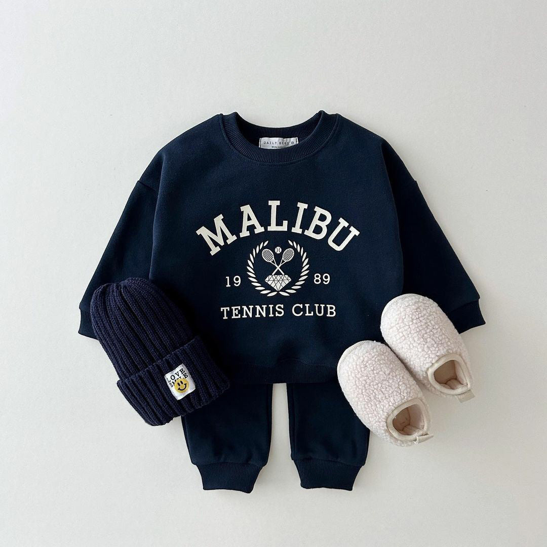 Tweedelige Set Sweatshirt met Bedrukte Cartoon en Letters & Joggingbroek voor Peuters/ Kinderen