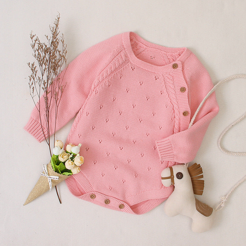 Eenvoudig Gebreide Truien Rompers met Lange Mouwen voor Baby's / Peuters