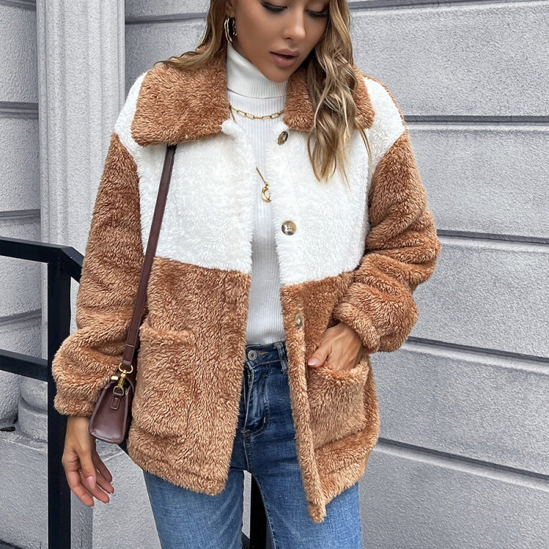 Europese en Amerikaanse Dubbelzijdige Pluche Korte Jas voor Dames