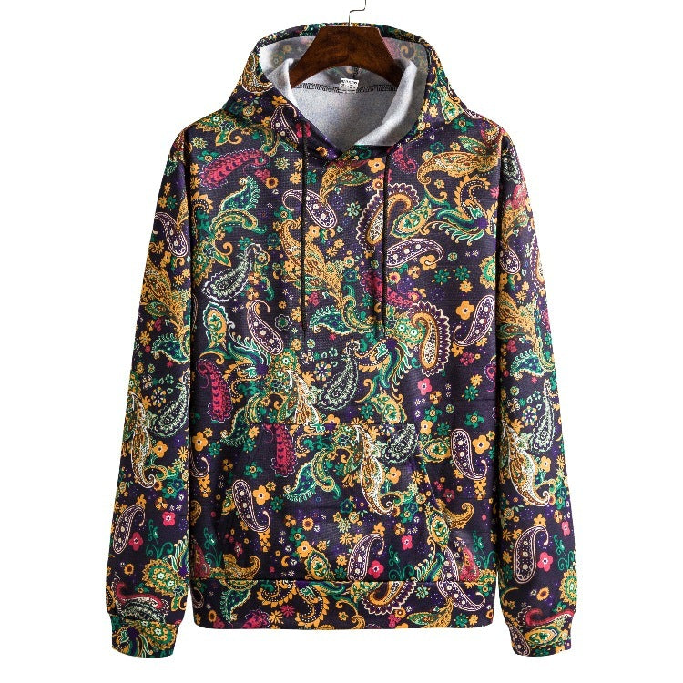 Digitaal Bedrukte Retro Etnische Heren Hoodie