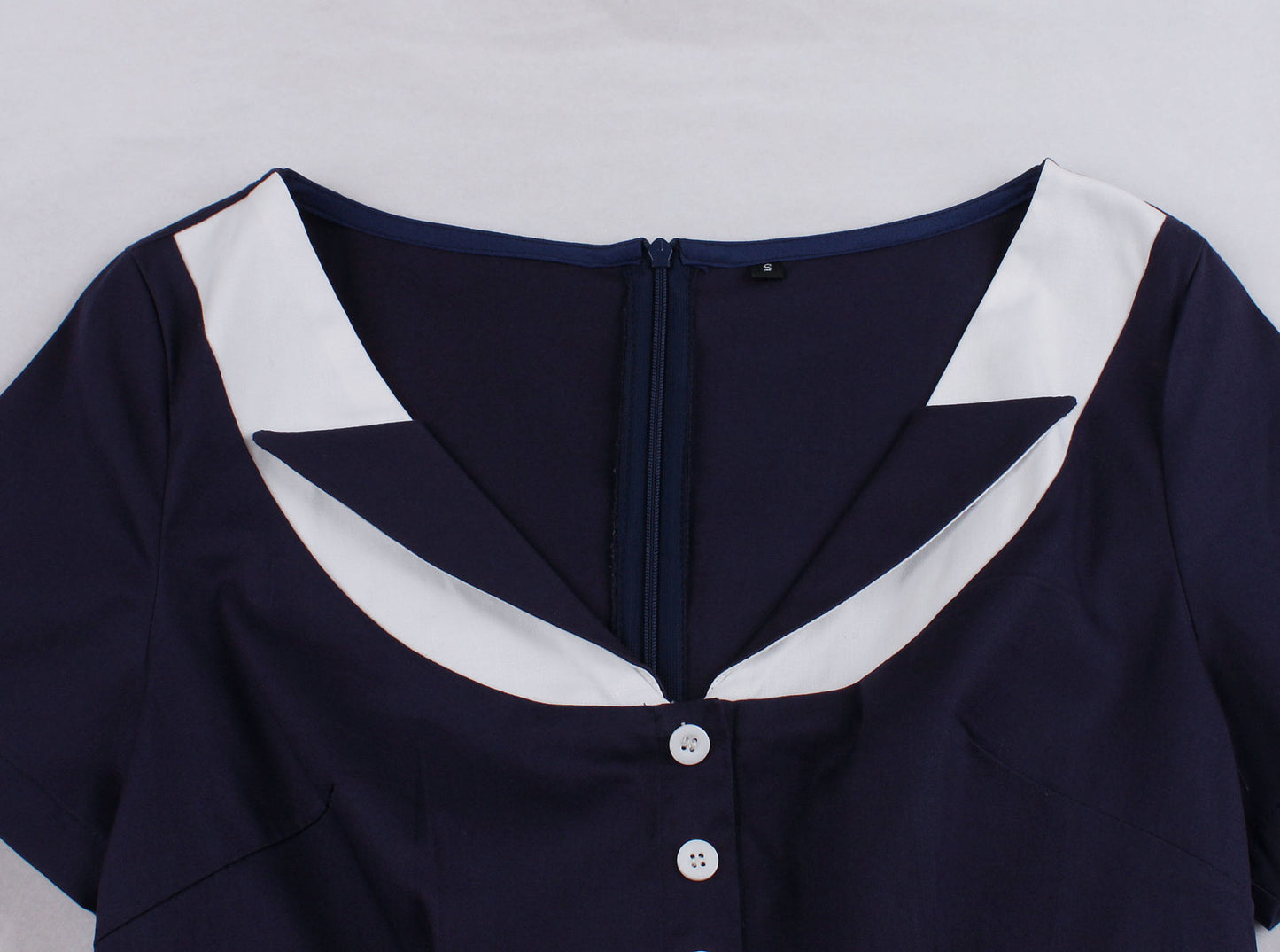 Hepburn Style Vintage Effen Kleur Matrozen Big Swingjurk voor Dames