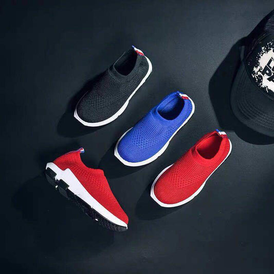 Casual Effen Kleur Gebreide Slip-on Sneakers met Rubber Zool voor Teenager