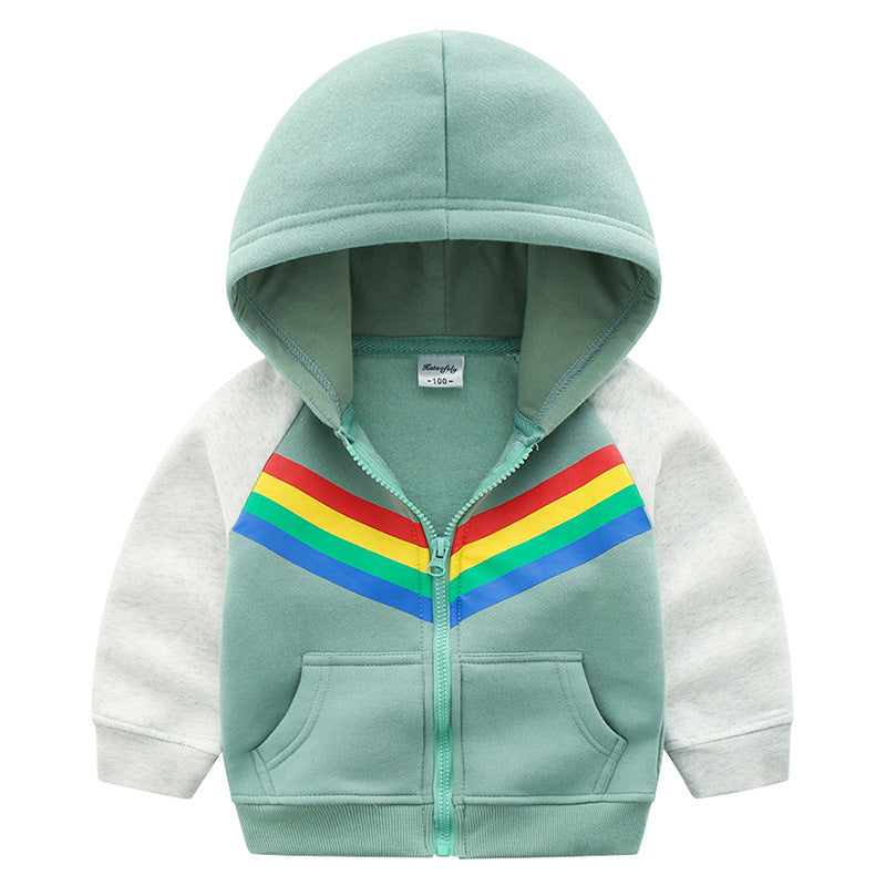 Hoodie-Cardigan met Regenboog Print en Rits voor Kinderen / Tieners
