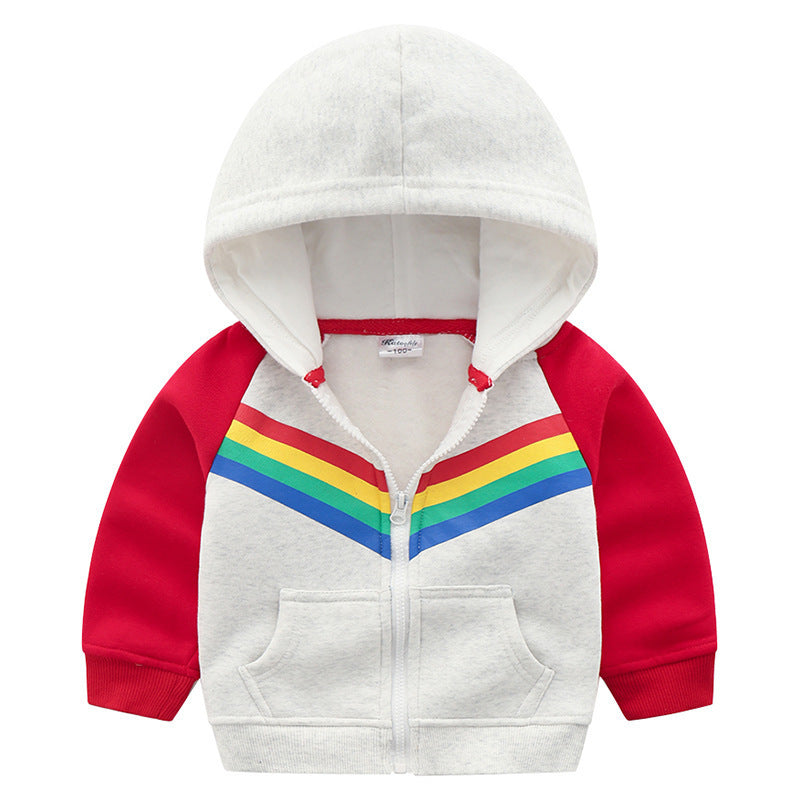 Hoodie-Cardigan met Regenboog Print en Rits voor Kinderen / Tieners