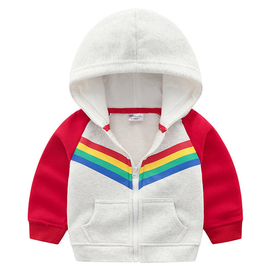 Hoodie-Cardigan met Regenboog Print en Rits voor Kinderen / Tieners