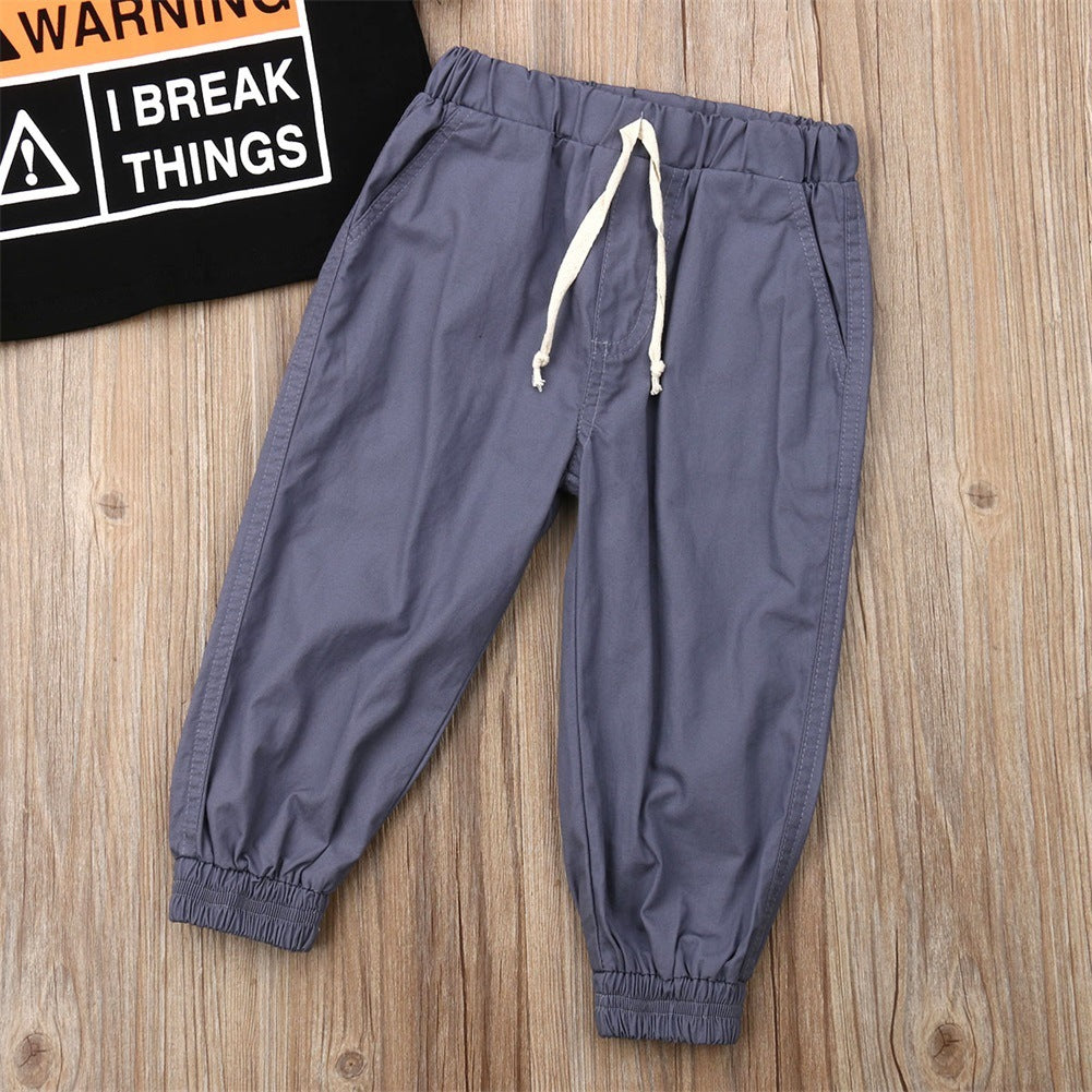 Tweedelige Kinderset T-shirt met Korte Mouwen en Letterprint & Broek met Trekkoord voor Meisjes