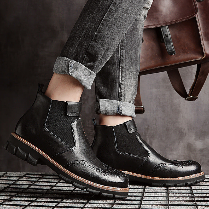 Europese Stijlvolle Retro Chelsea Boots van Echte Leer met Rubber Zool voor Heren