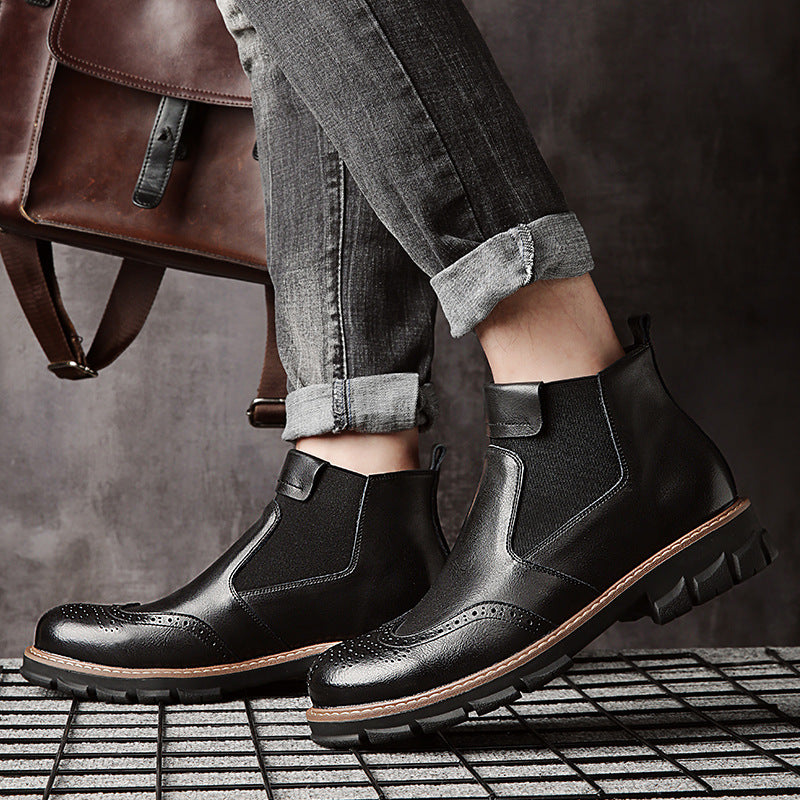Europese Stijlvolle Retro Chelsea Boots van Echte Leer met Rubber Zool voor Heren
