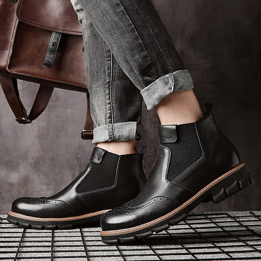 Europese Stijlvolle Retro Chelsea Boots van Echte Leer met Rubber Zool voor Heren