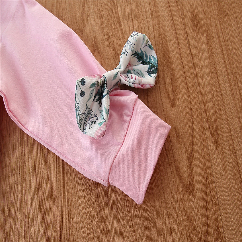 Europees en Amerikaans 2-delig Outfit Trendy Hoodie met konijnenoren & broek met bloemenprint voor Baby's / Peuters