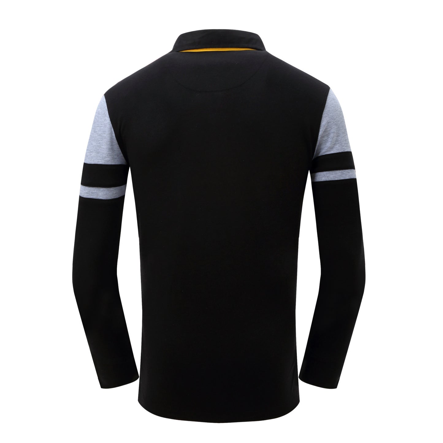 Amerikaanse Casual Fred Marshall Colour-Blocking Poloshirt met Lange Mouwen en Knoopsluiting voor Heren