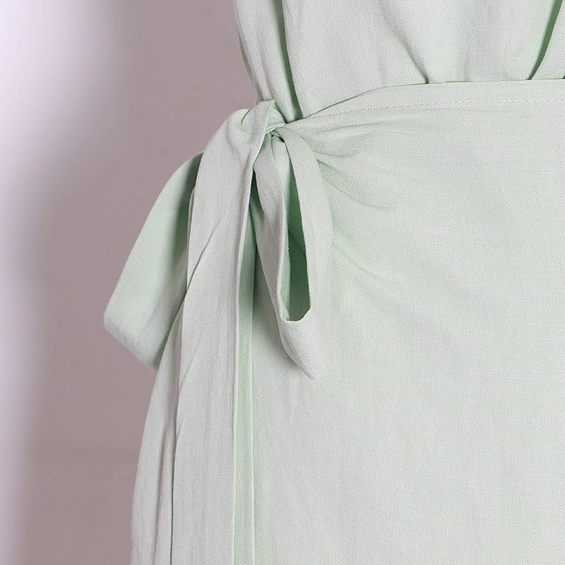 Trendy Mouwloze Temperament Slanke Condole-jurk met Split en Riem voor Dames & Meiden