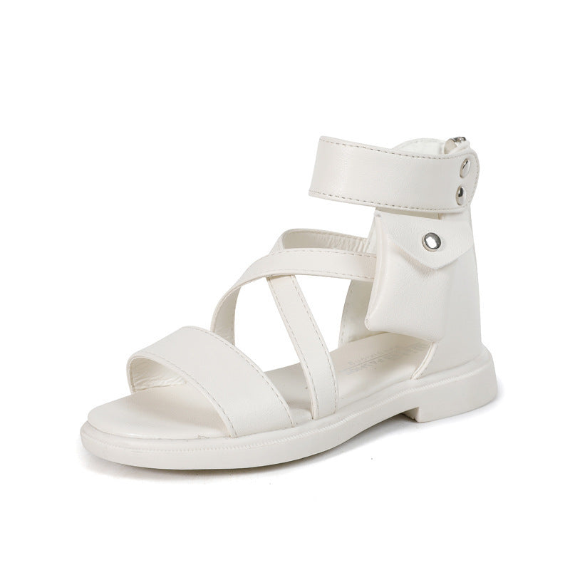 Elegante Casual Antislip Open-Teen Strappy-Sandalen met Ritssluiting voor Meisjes & Meiden