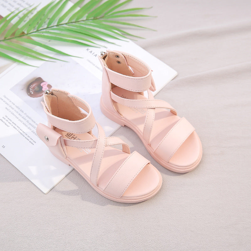 Elegante Casual Antislip Open-Teen Strappy-Sandalen met Ritssluiting voor Meisjes & Meiden