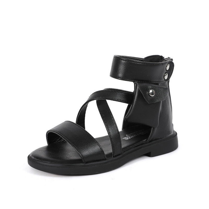 Elegante Casual Antislip Open-Teen Strappy-Sandalen met Ritssluiting voor Meisjes & Meiden