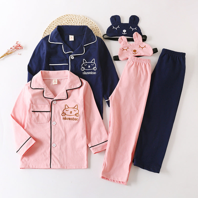 3-delige Set Casual Pyjama Bloese met Print & Broek, Oogmasker voor Meisjes