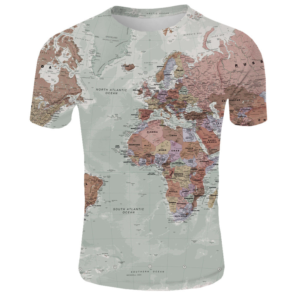 Amerikaans Modieuze Casual Unieke Bedrukte Oversized T-shirt met Korte Mouwen voor Heren & Jongens