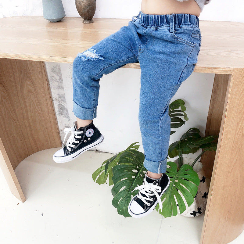 Ripped Raw Edge Stretch Jeans voor Peuters & Kinderen