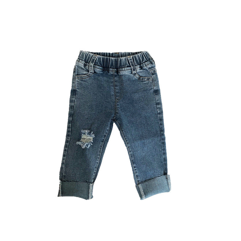 Ripped Raw Edge Stretch Jeans voor Peuters & Kinderen