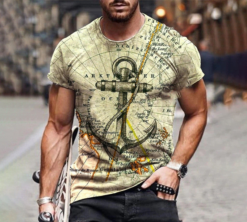 Amerikaans Modieuze Casual Unieke Bedrukte Oversized T-shirt met Korte Mouwen voor Heren & Jongens